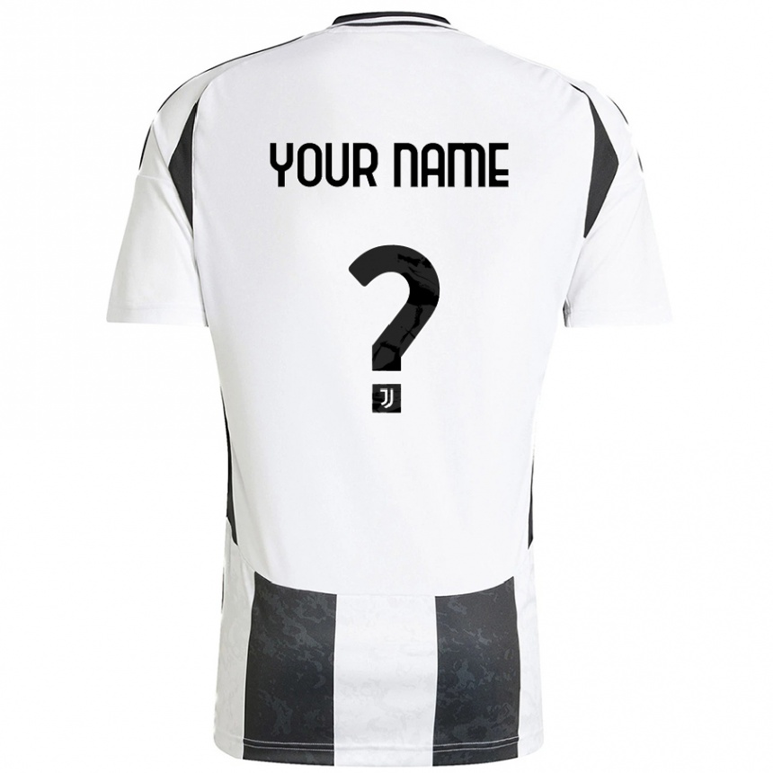 Enfant Football Maillot Votre Nom #0 Blanc Noir Tenues Domicile 2024/25