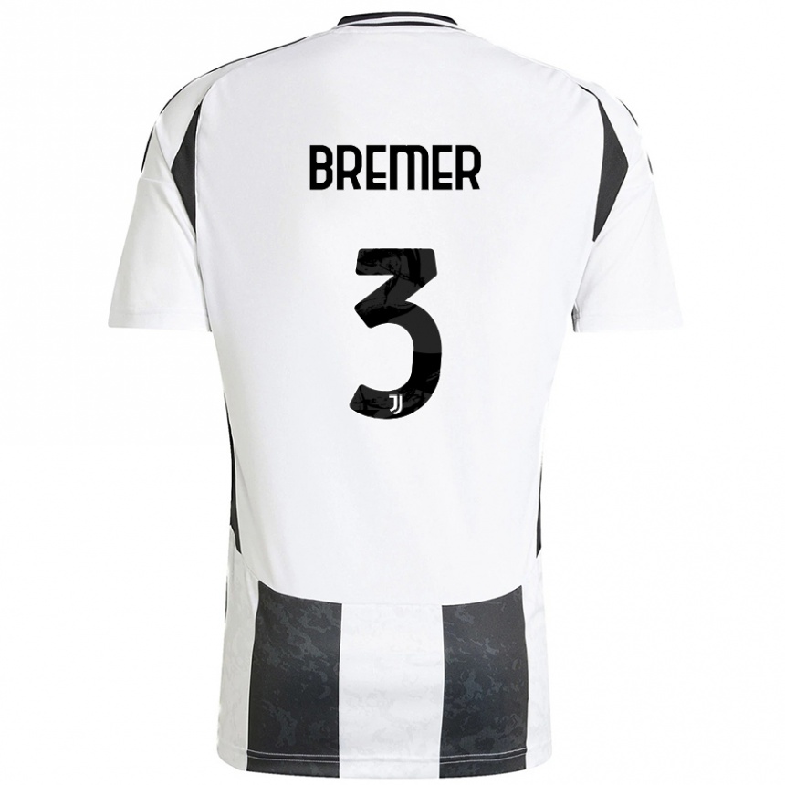 Enfant Football Maillot Bremer #3 Blanc Noir Tenues Domicile 2024/25