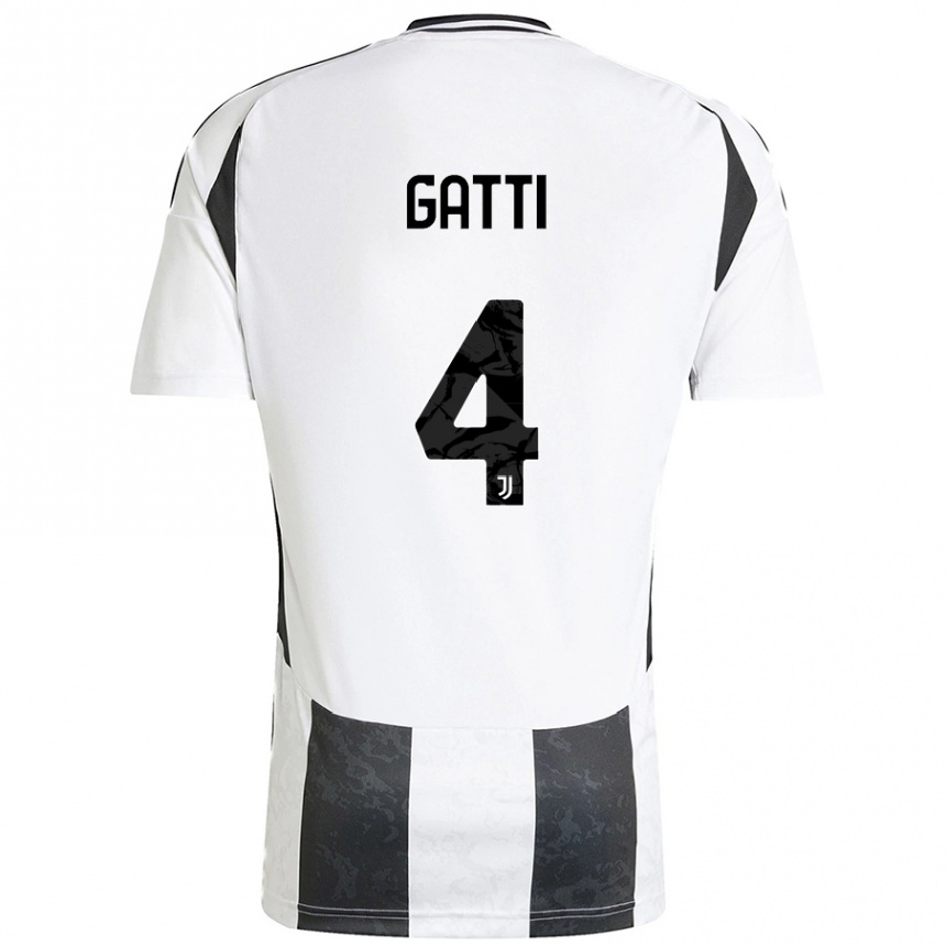 Enfant Football Maillot Federico Gatti #4 Blanc Noir Tenues Domicile 2024/25