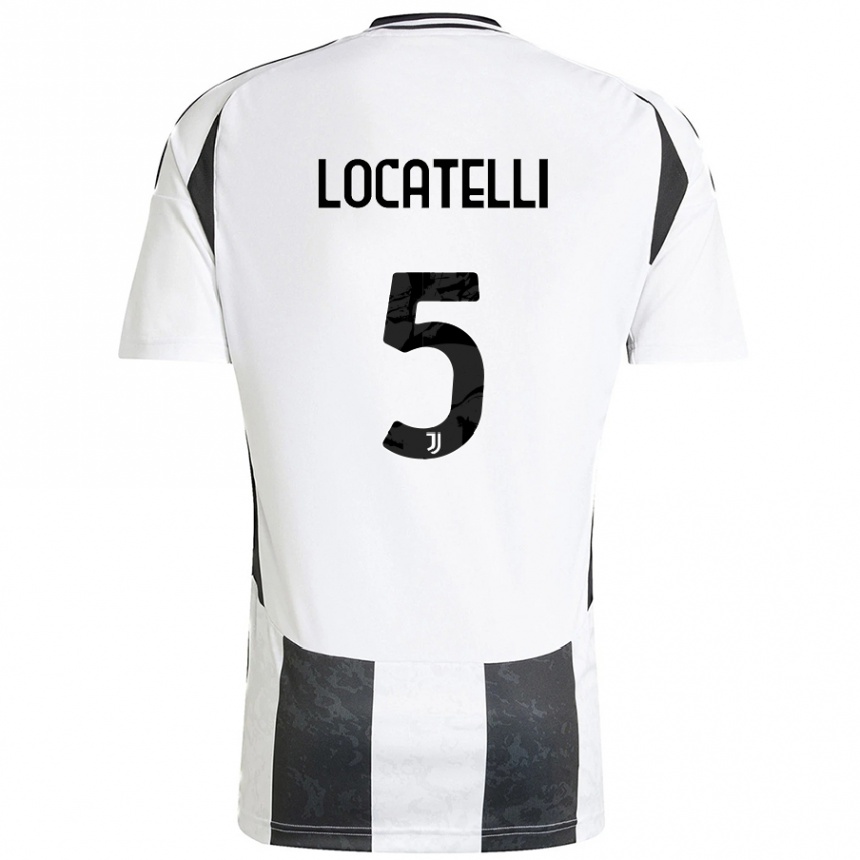 Enfant Football Maillot Manuel Locatelli #5 Blanc Noir Tenues Domicile 2024/25