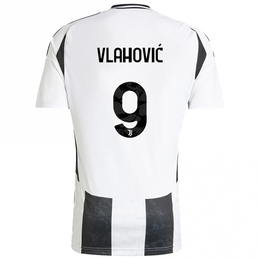 Enfant Football Maillot Dusan Vlahovic #9 Blanc Noir Tenues Domicile 2024/25