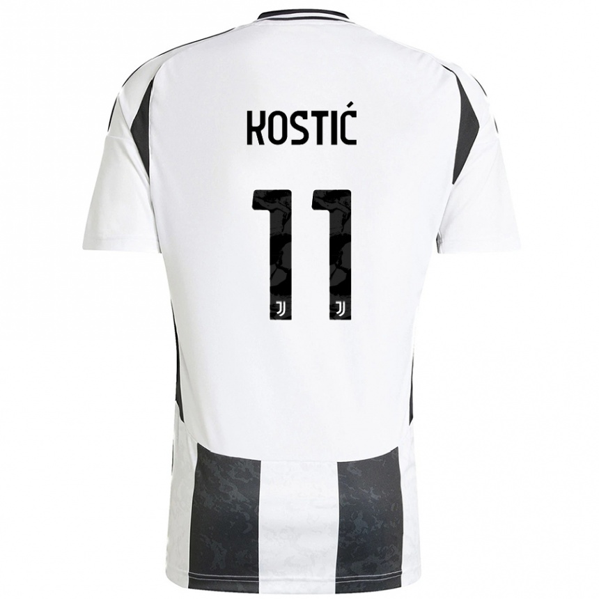 Enfant Football Maillot Filip Kostic #11 Blanc Noir Tenues Domicile 2024/25