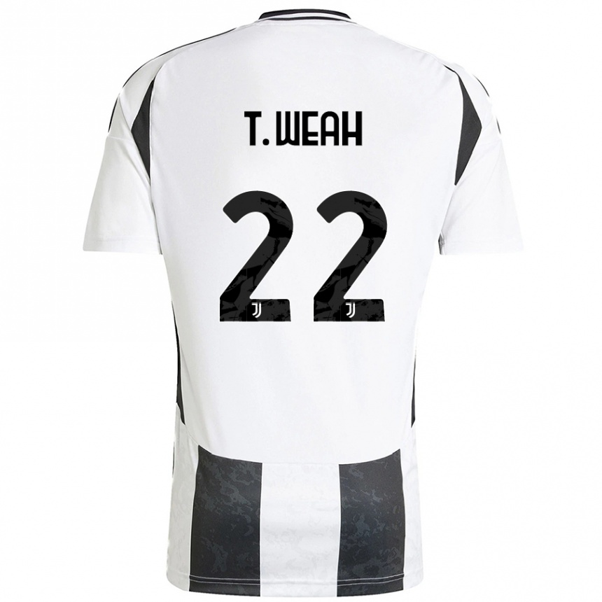 Enfant Football Maillot Timothy Weah #22 Blanc Noir Tenues Domicile 2024/25