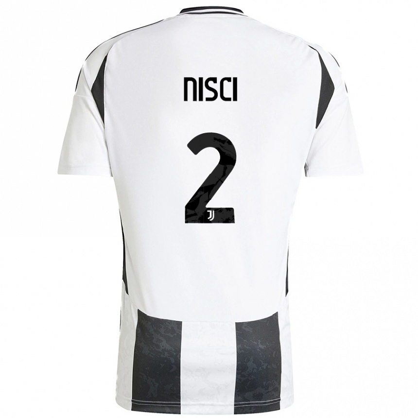 Enfant Football Maillot Alessandro Nisci #2 Blanc Noir Tenues Domicile 2024/25