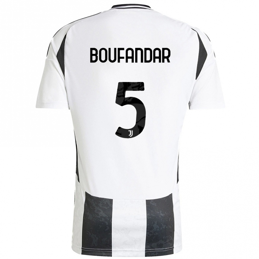 Enfant Football Maillot Adam Boufandar #5 Blanc Noir Tenues Domicile 2024/25