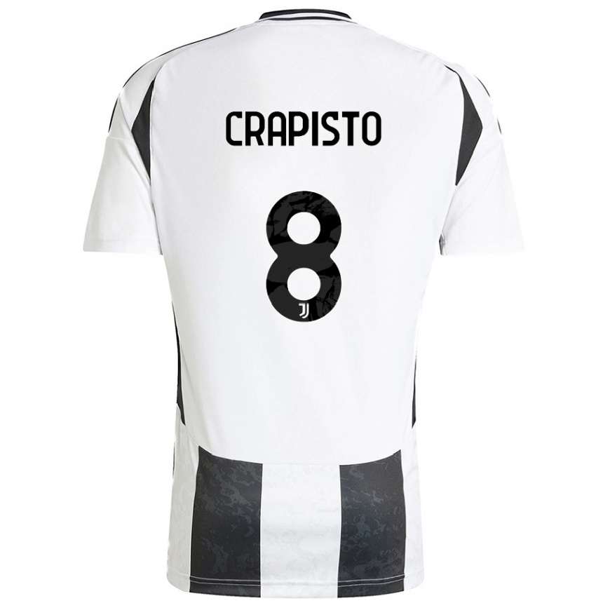 Enfant Football Maillot Francesco Crapisto #8 Blanc Noir Tenues Domicile 2024/25