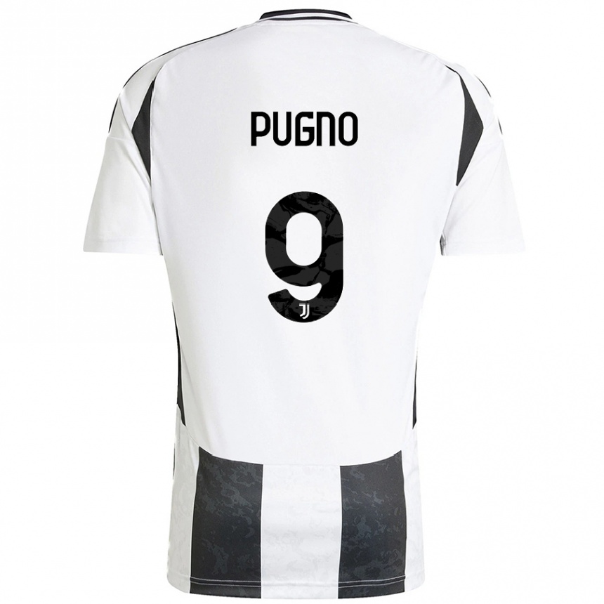 Enfant Football Maillot Diego Pugno #9 Blanc Noir Tenues Domicile 2024/25