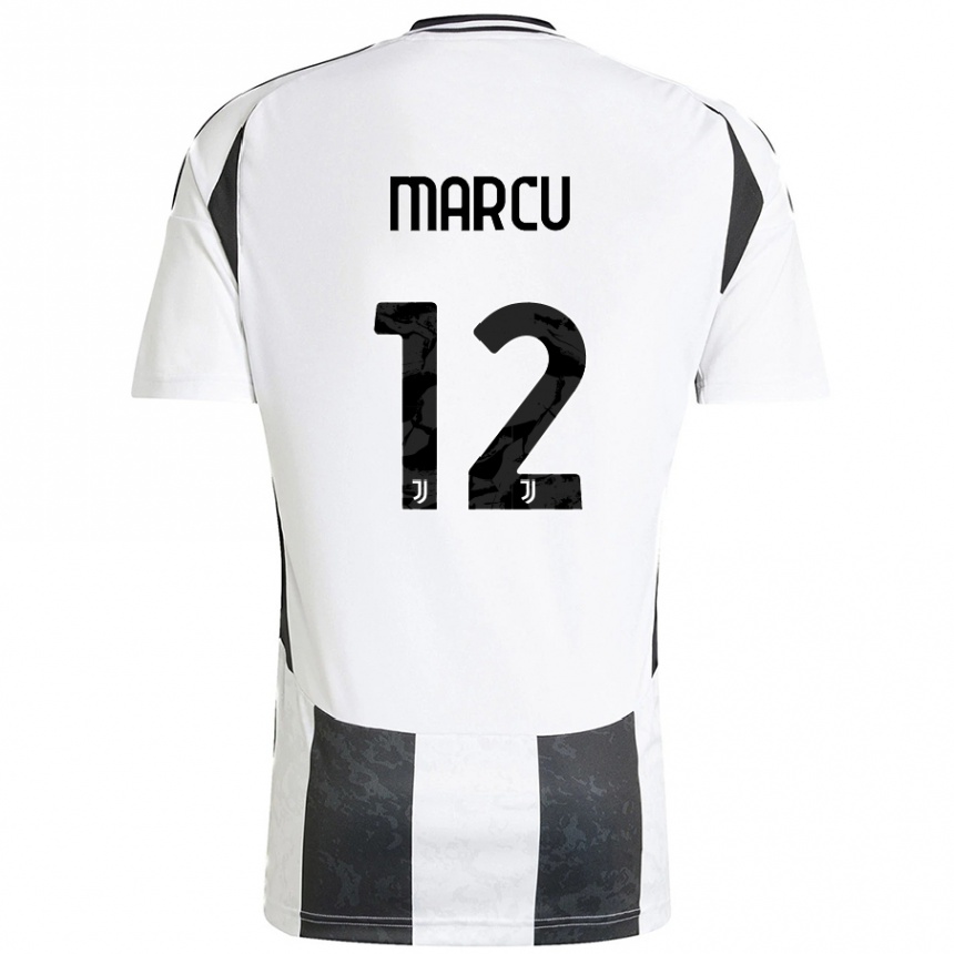 Enfant Football Maillot Alessio Marcu #12 Blanc Noir Tenues Domicile 2024/25