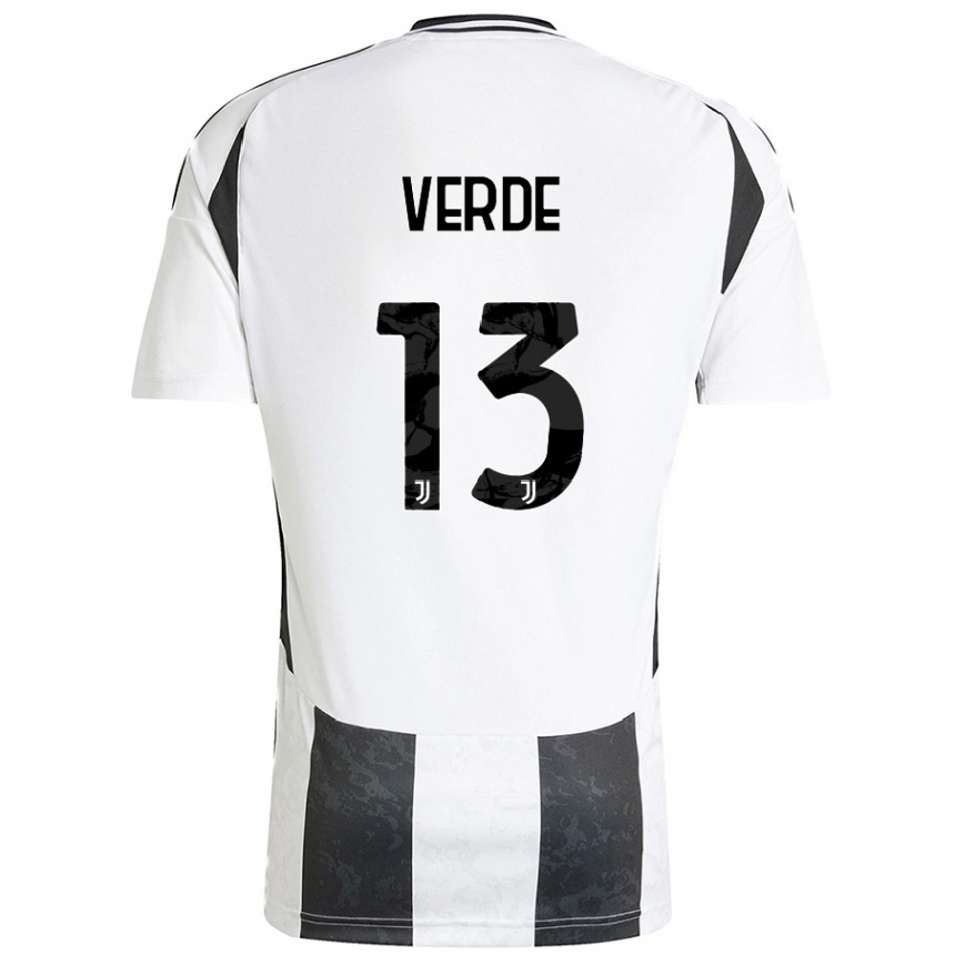 Enfant Football Maillot Francesco Verde #13 Blanc Noir Tenues Domicile 2024/25