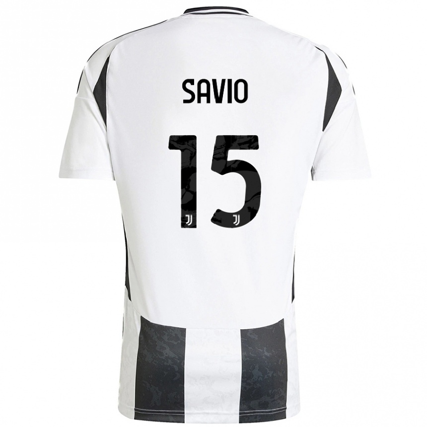 Enfant Football Maillot Federico Savio #15 Blanc Noir Tenues Domicile 2024/25