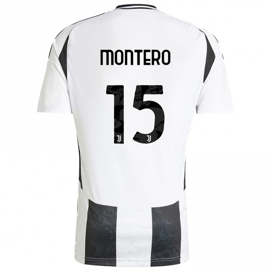 Enfant Football Maillot Alfonso Montero #15 Blanc Noir Tenues Domicile 2024/25