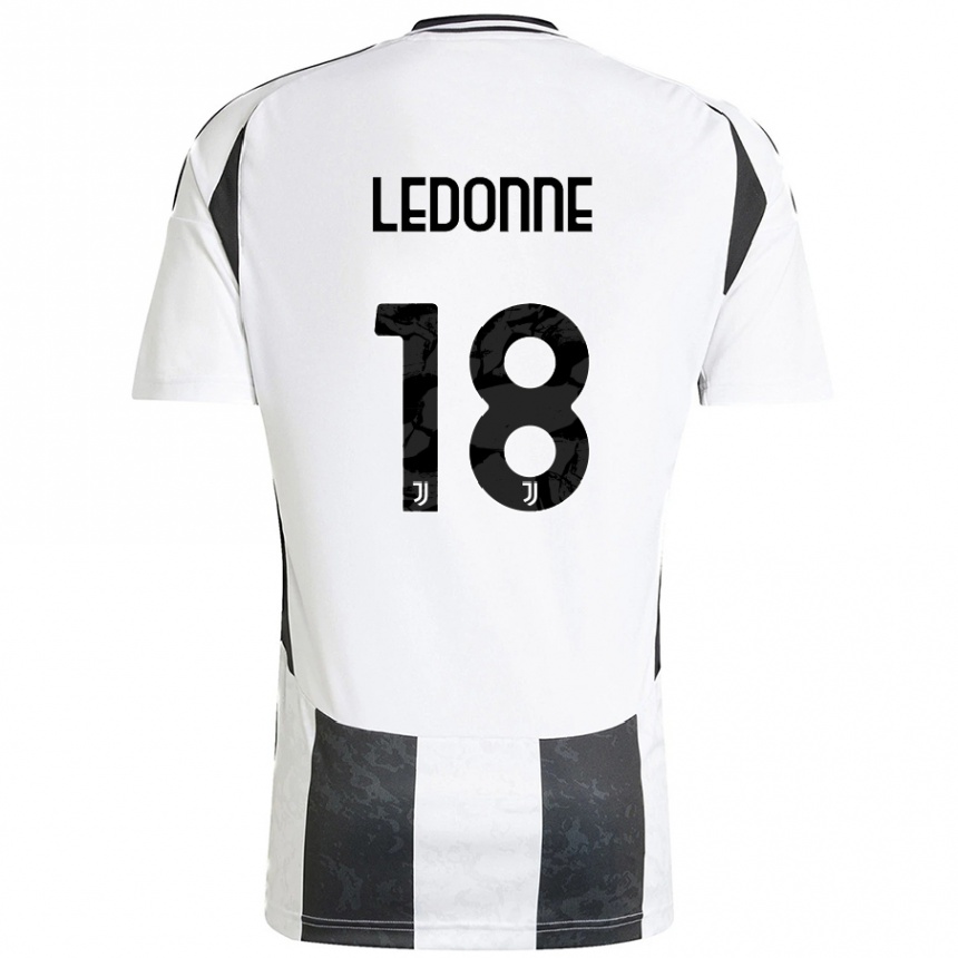 Enfant Football Maillot Nicolò Ledonne #18 Blanc Noir Tenues Domicile 2024/25