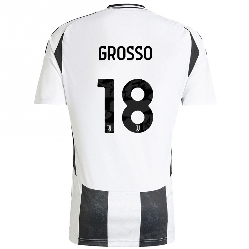 Enfant Football Maillot Filippo Grosso #18 Blanc Noir Tenues Domicile 2024/25