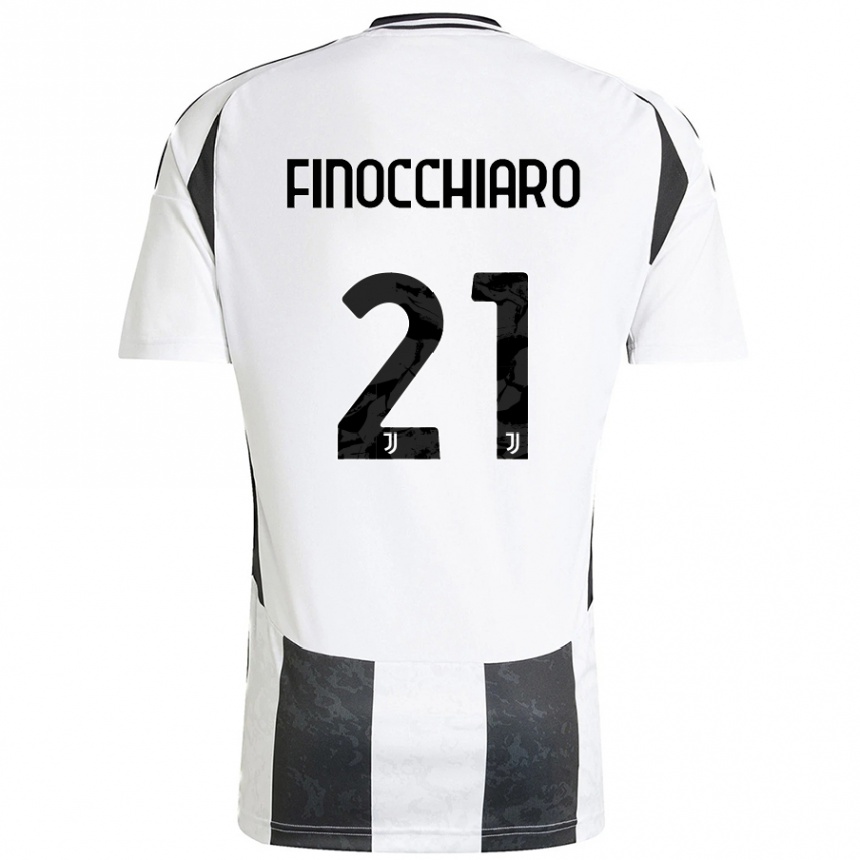 Enfant Football Maillot Gabriele Finocchiaro #21 Blanc Noir Tenues Domicile 2024/25