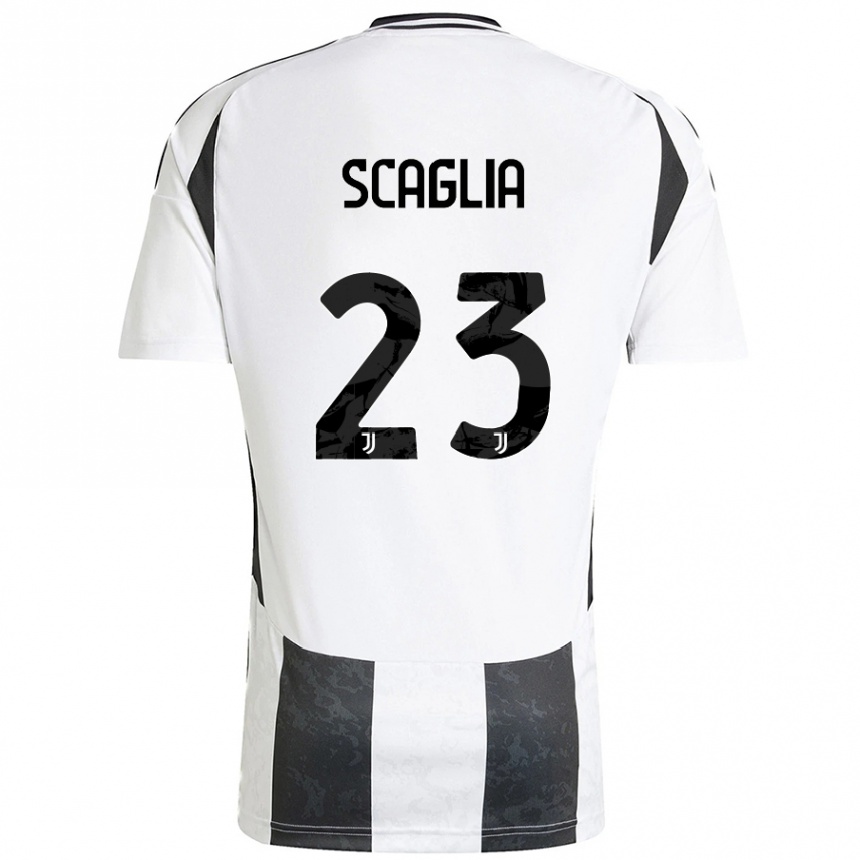 Enfant Football Maillot Filippo Scaglia #23 Blanc Noir Tenues Domicile 2024/25