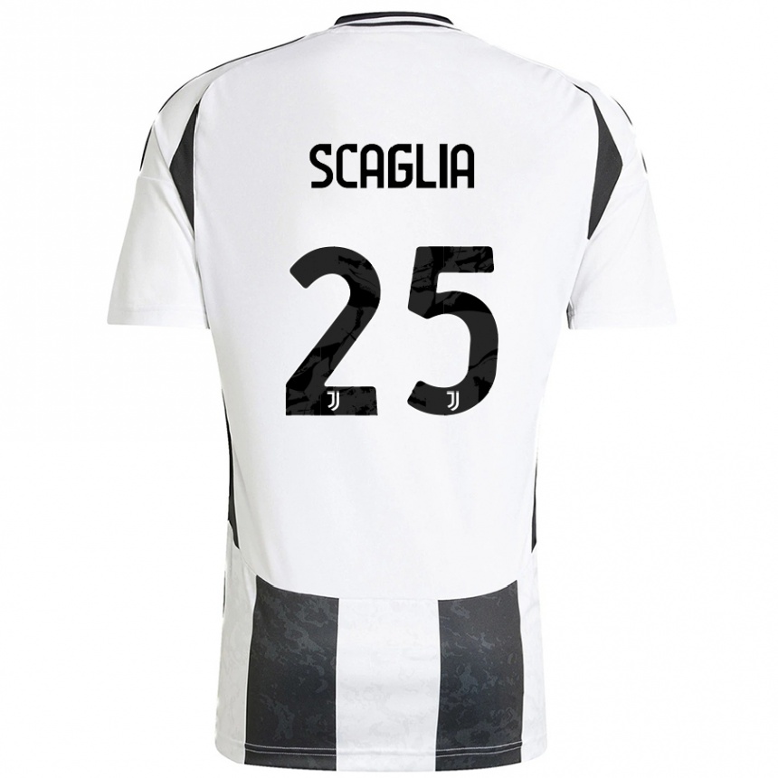 Enfant Football Maillot Simone Scaglia #25 Blanc Noir Tenues Domicile 2024/25