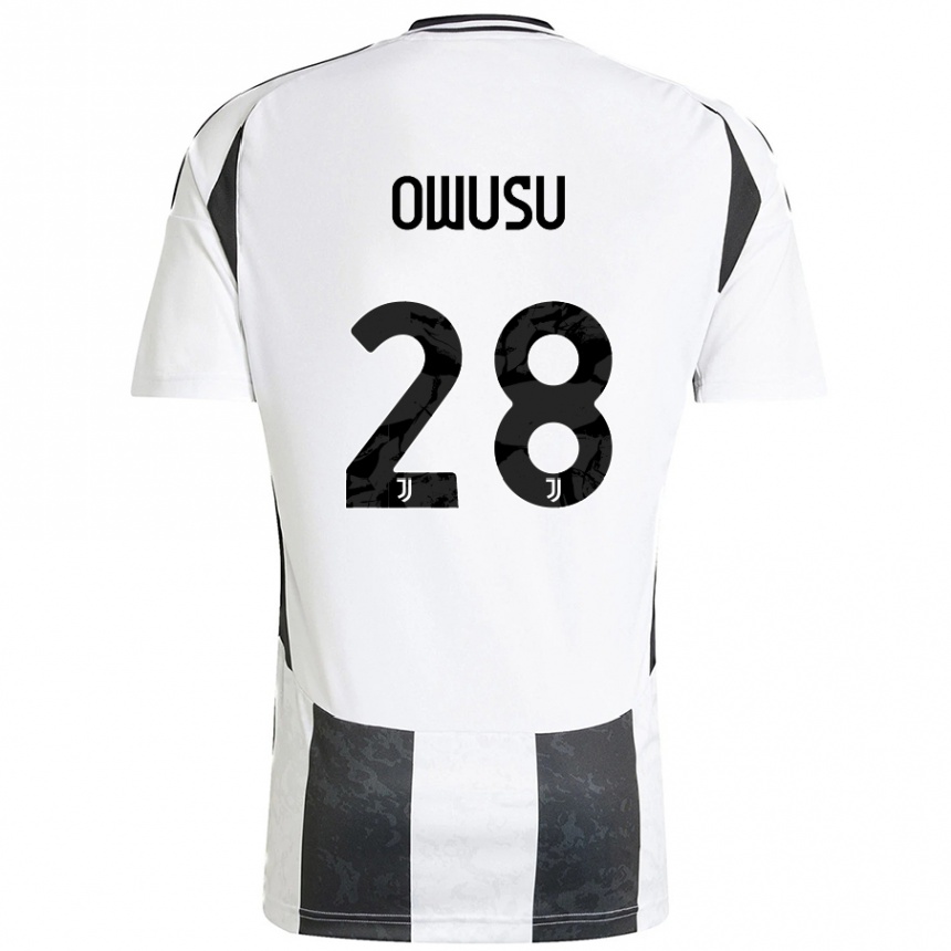 Enfant Football Maillot Augusto Owusu #28 Blanc Noir Tenues Domicile 2024/25