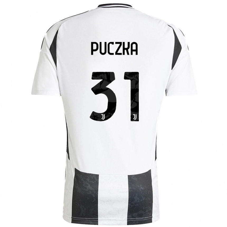 Enfant Football Maillot David Puczka #31 Blanc Noir Tenues Domicile 2024/25