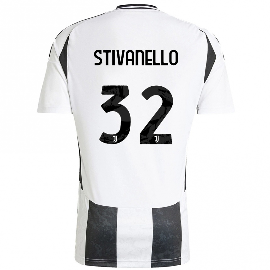 Enfant Football Maillot Riccardo Stivanello #32 Blanc Noir Tenues Domicile 2024/25