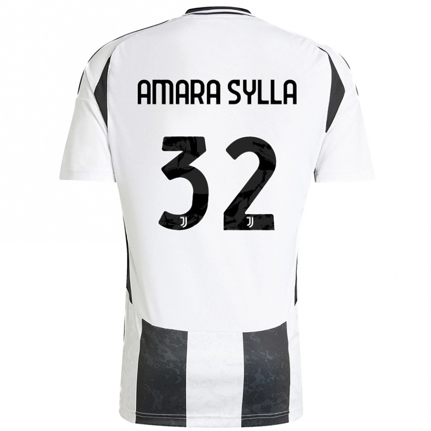 Enfant Football Maillot Idris Amara Sylla #32 Blanc Noir Tenues Domicile 2024/25