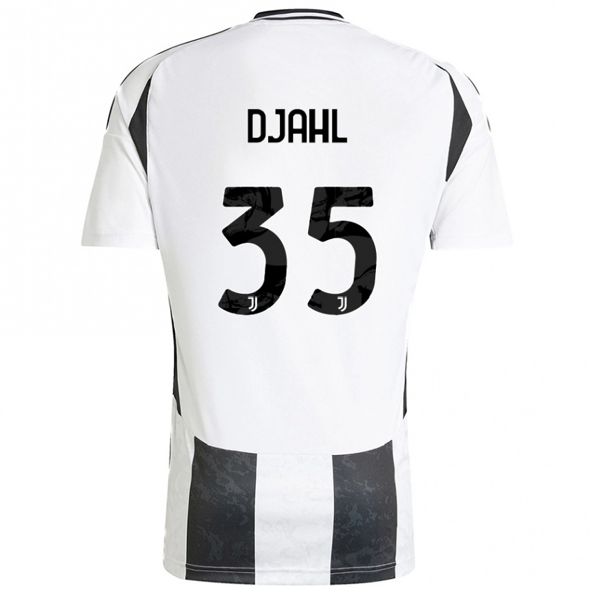 Enfant Football Maillot Rayan Djahl #35 Blanc Noir Tenues Domicile 2024/25