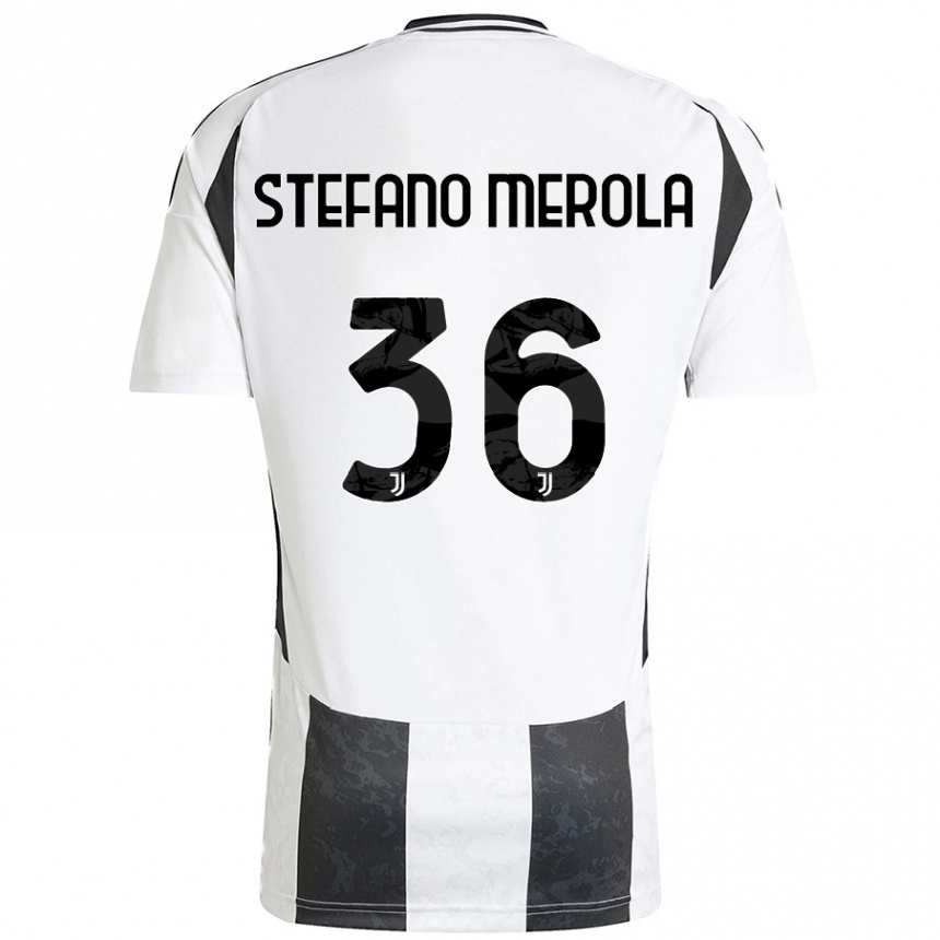 Enfant Football Maillot Antonio Stefano Merola #36 Blanc Noir Tenues Domicile 2024/25