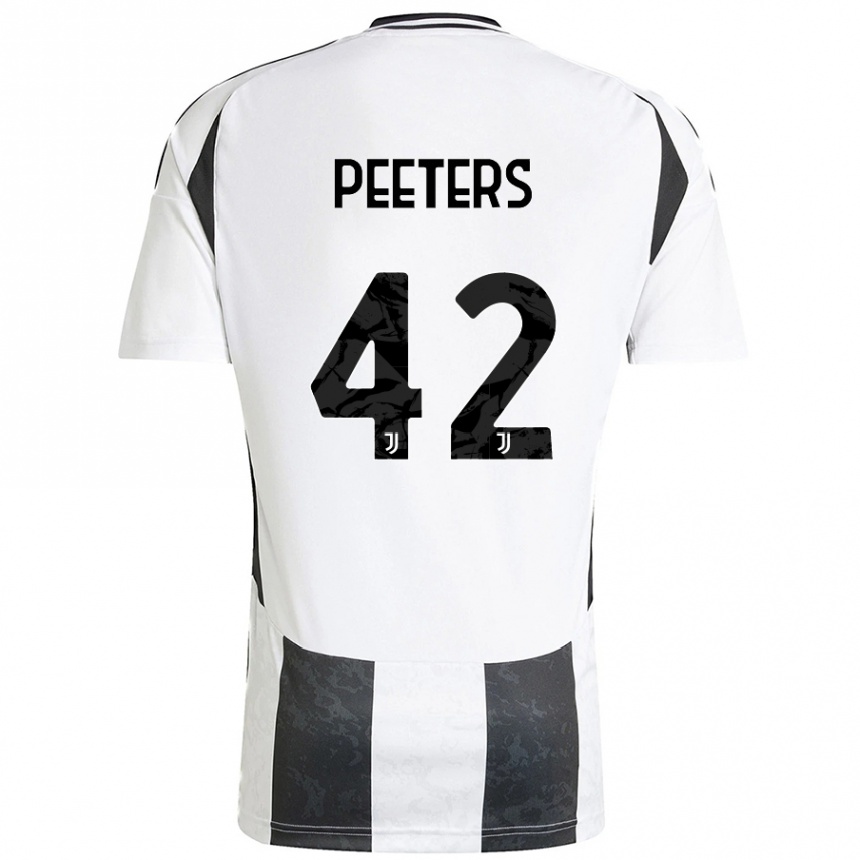 Enfant Football Maillot Daouda Peeters #42 Blanc Noir Tenues Domicile 2024/25