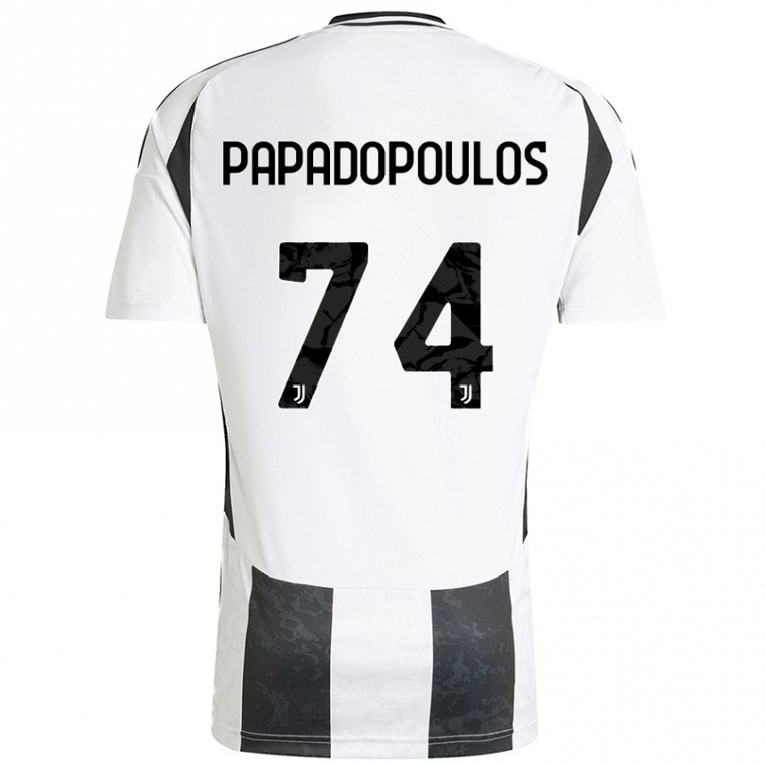 Enfant Football Maillot Christos Papadopoulos #74 Blanc Noir Tenues Domicile 2024/25