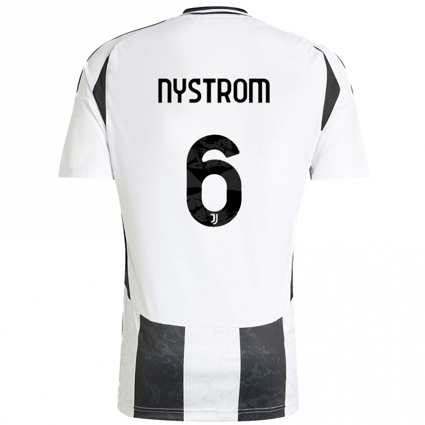 Enfant Football Maillot Paulina Nyström #6 Blanc Noir Tenues Domicile 2024/25