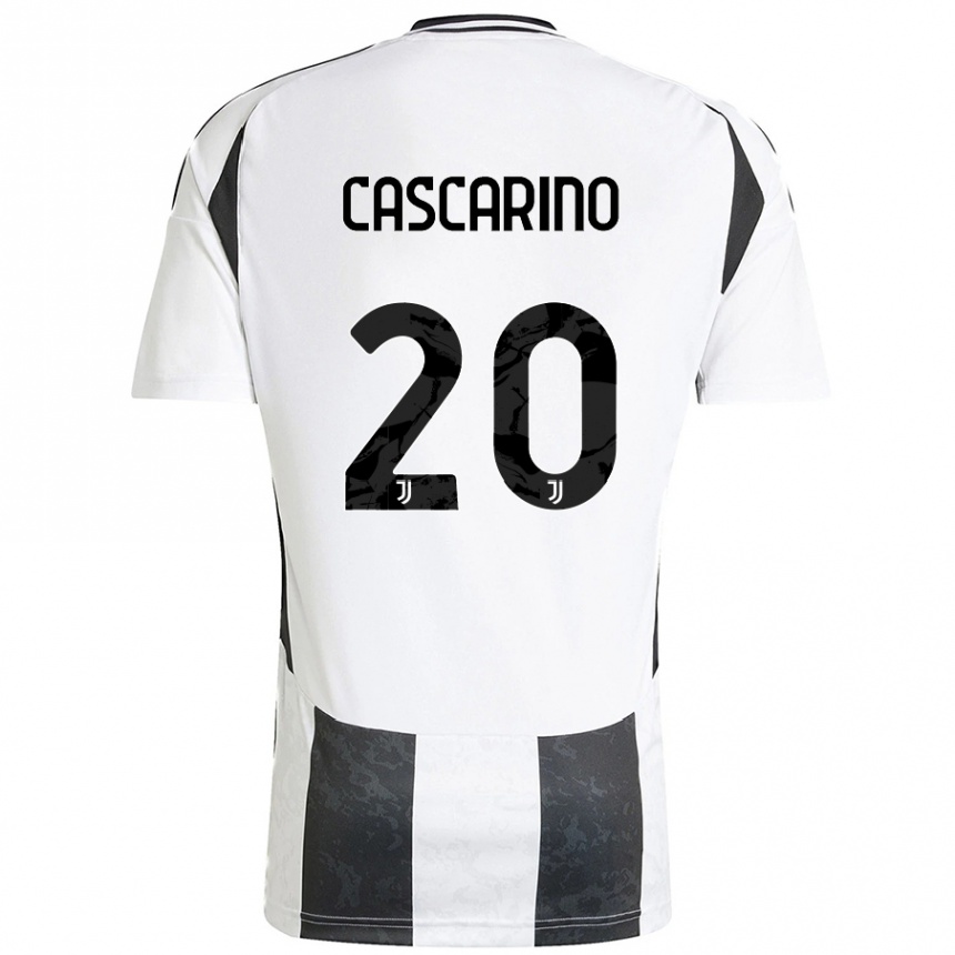 Enfant Football Maillot Estelle Cascarino #20 Blanc Noir Tenues Domicile 2024/25