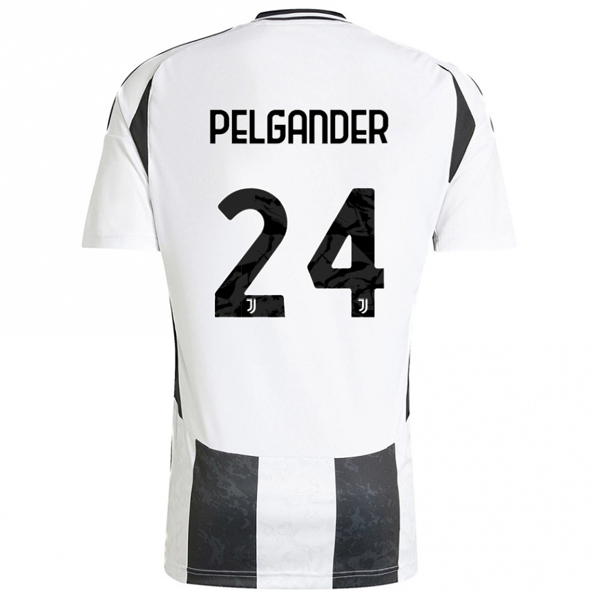 Enfant Football Maillot Elsa Pelgander #24 Blanc Noir Tenues Domicile 2024/25