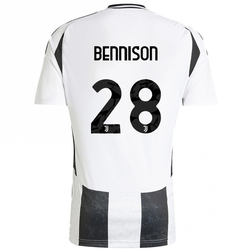 Enfant Football Maillot Hanna Bennison #28 Blanc Noir Tenues Domicile 2024/25