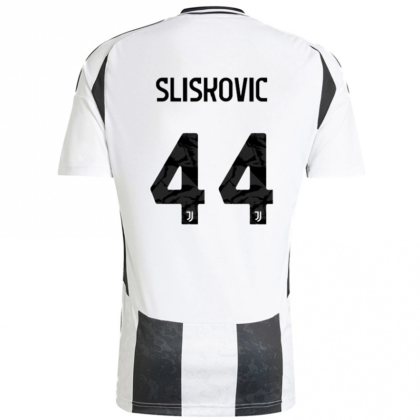 Enfant Football Maillot Gloria Slišković #44 Blanc Noir Tenues Domicile 2024/25