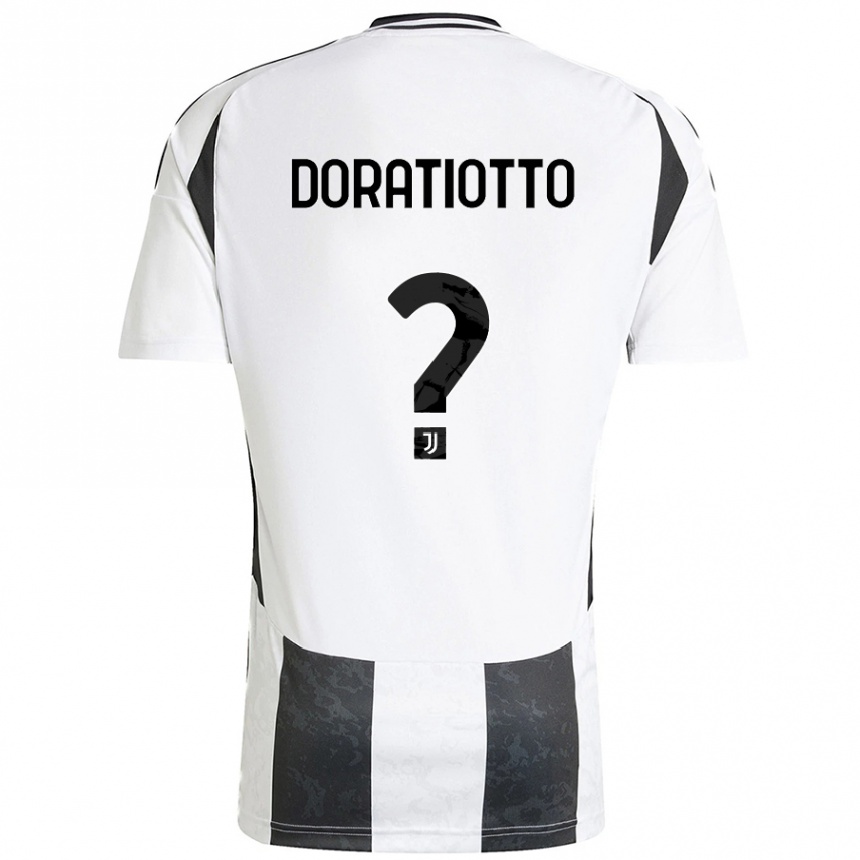 Enfant Football Maillot Giulio Doratiotto #0 Blanc Noir Tenues Domicile 2024/25