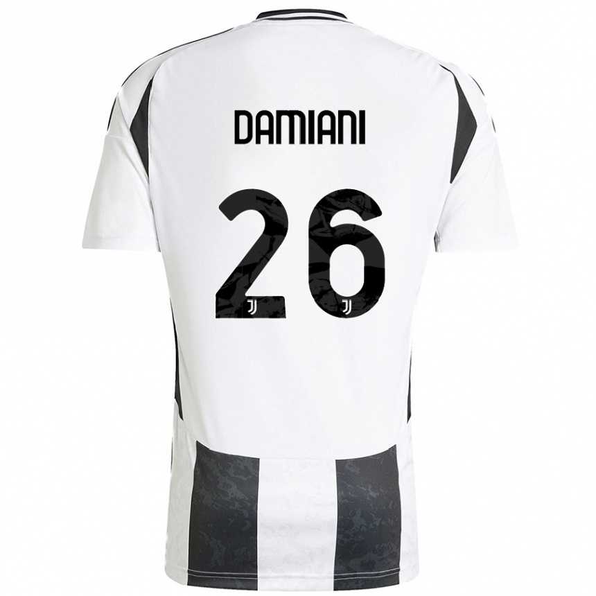 Enfant Football Maillot Samuele Damiani #26 Blanc Noir Tenues Domicile 2024/25