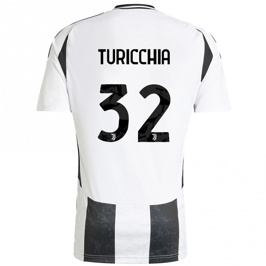 Enfant Football Maillot Riccardo Turicchia #32 Blanc Noir Tenues Domicile 2024/25