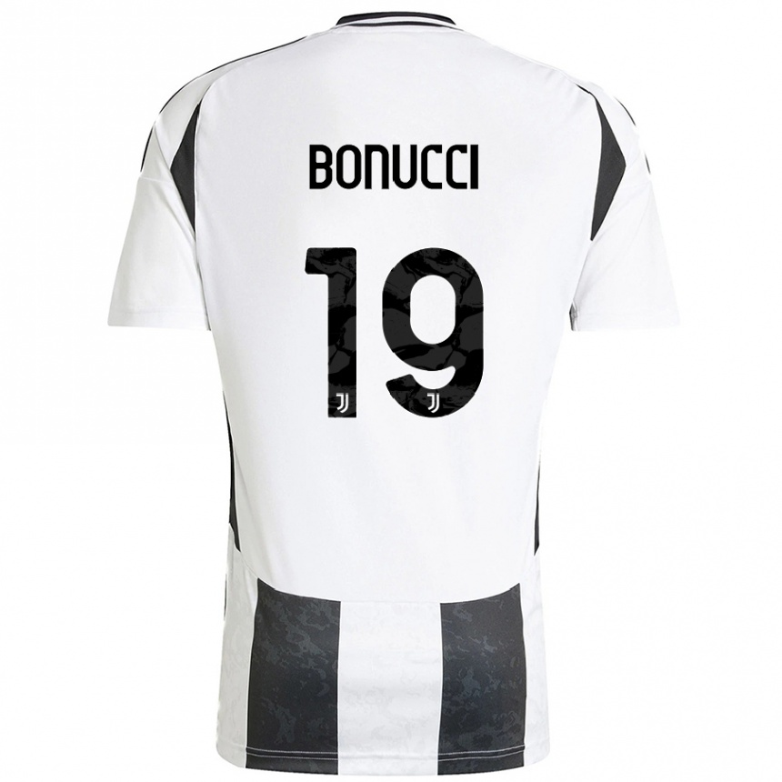 Enfant Football Maillot Leonardo Bonucci #19 Blanc Noir Tenues Domicile 2024/25