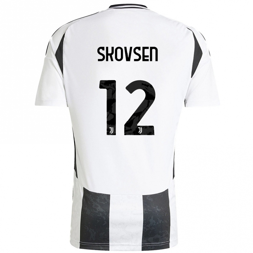 Enfant Football Maillot Matilde Lundorf Skovsen #12 Blanc Noir Tenues Domicile 2024/25