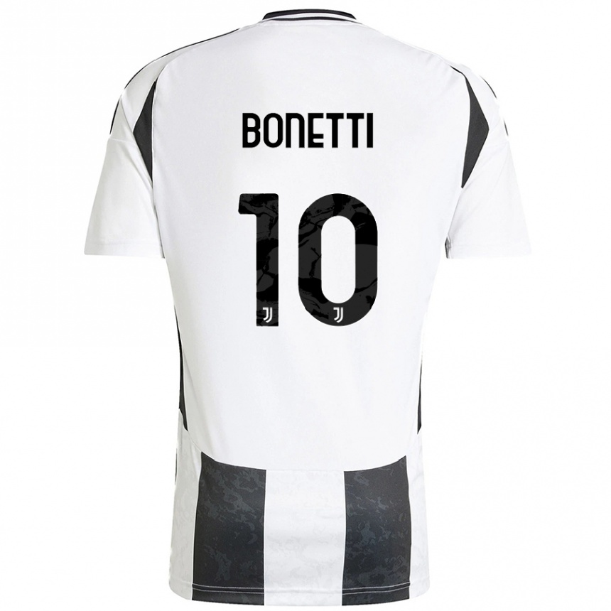 Enfant Football Maillot Andrea Bonetti #10 Blanc Noir Tenues Domicile 2024/25