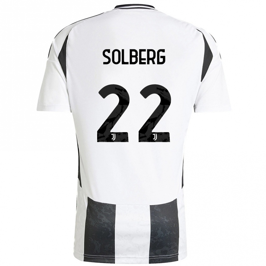 Enfant Football Maillot Elias Solberg #22 Blanc Noir Tenues Domicile 2024/25