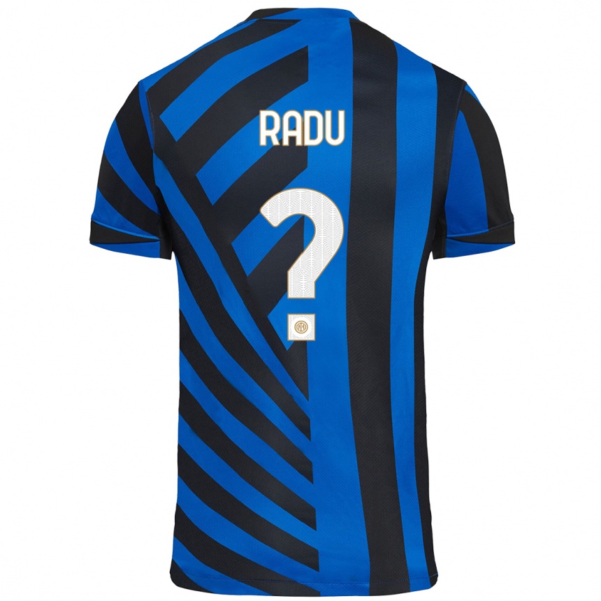 Enfant Football Maillot Andrei Radu #0 Bleu Noir Tenues Domicile 2024/25