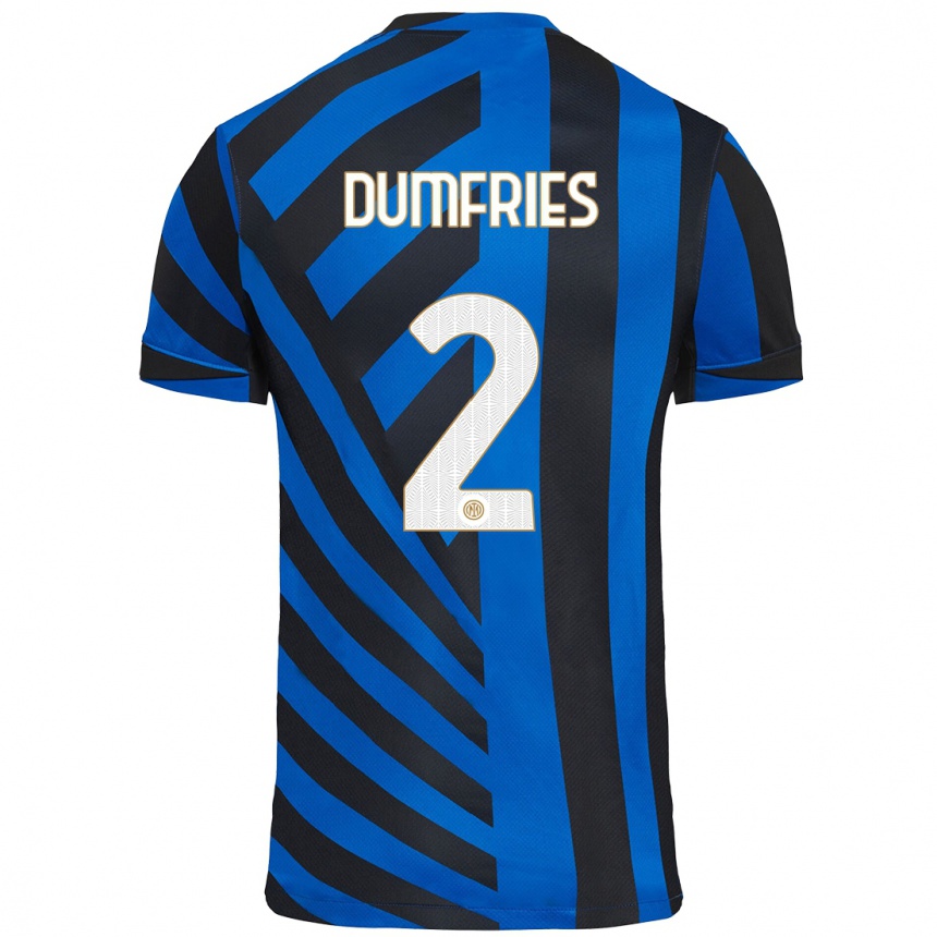 Enfant Football Maillot Denzel Dumfries #2 Bleu Noir Tenues Domicile 2024/25