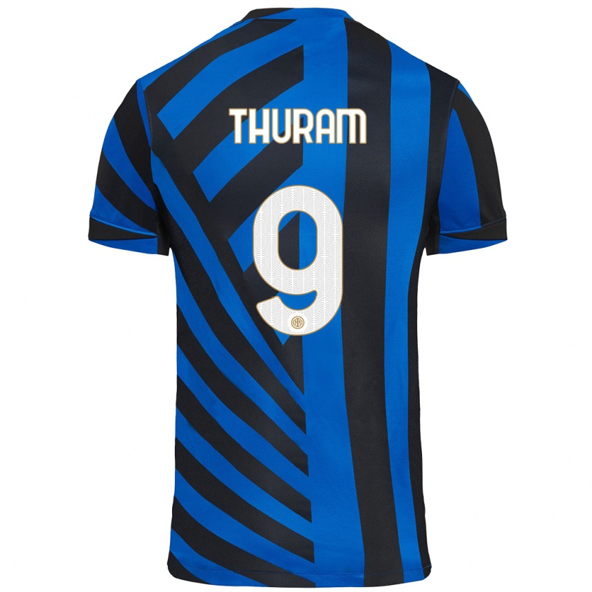 Enfant Football Maillot Marcus Thuram #9 Bleu Noir Tenues Domicile 2024/25