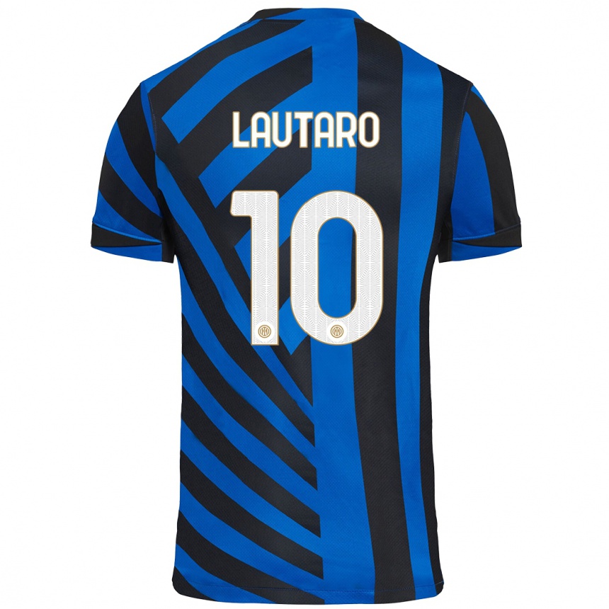 Enfant Football Maillot Lautaro Martinez #10 Bleu Noir Tenues Domicile 2024/25