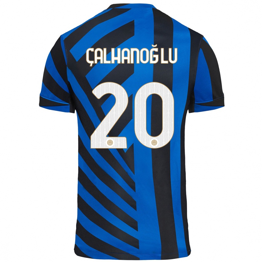 Enfant Football Maillot Hakan Calhanoglu #20 Bleu Noir Tenues Domicile 2024/25