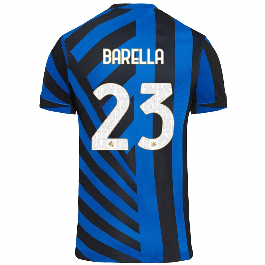 Enfant Football Maillot Nicolo Barella #23 Bleu Noir Tenues Domicile 2024/25