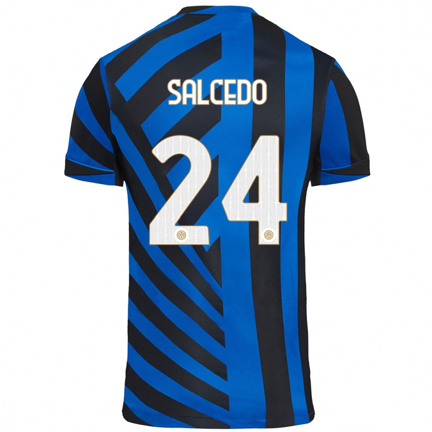 Enfant Football Maillot Eddie Salcedo #24 Bleu Noir Tenues Domicile 2024/25