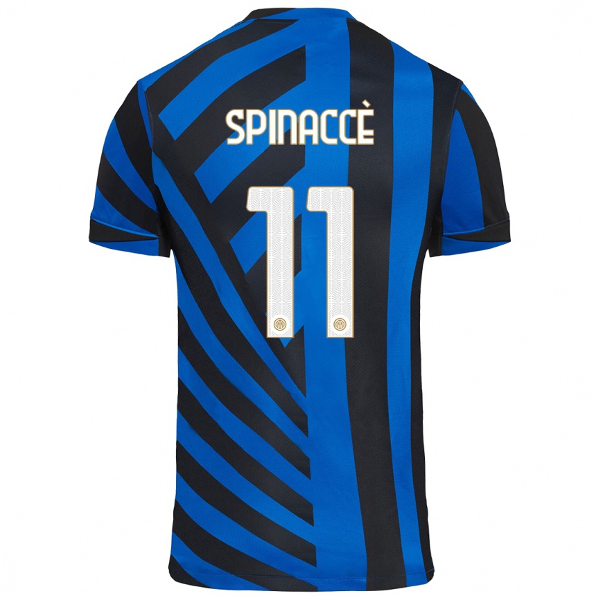 Enfant Football Maillot Matteo Spinaccè #11 Bleu Noir Tenues Domicile 2024/25