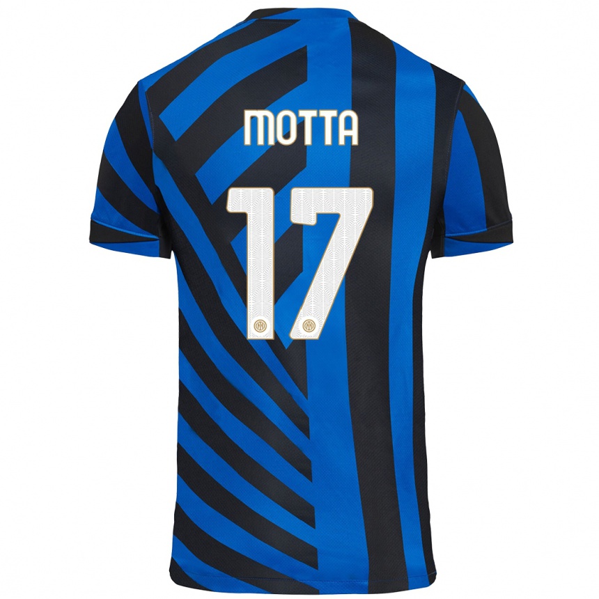 Enfant Football Maillot Matteo Motta #17 Bleu Noir Tenues Domicile 2024/25