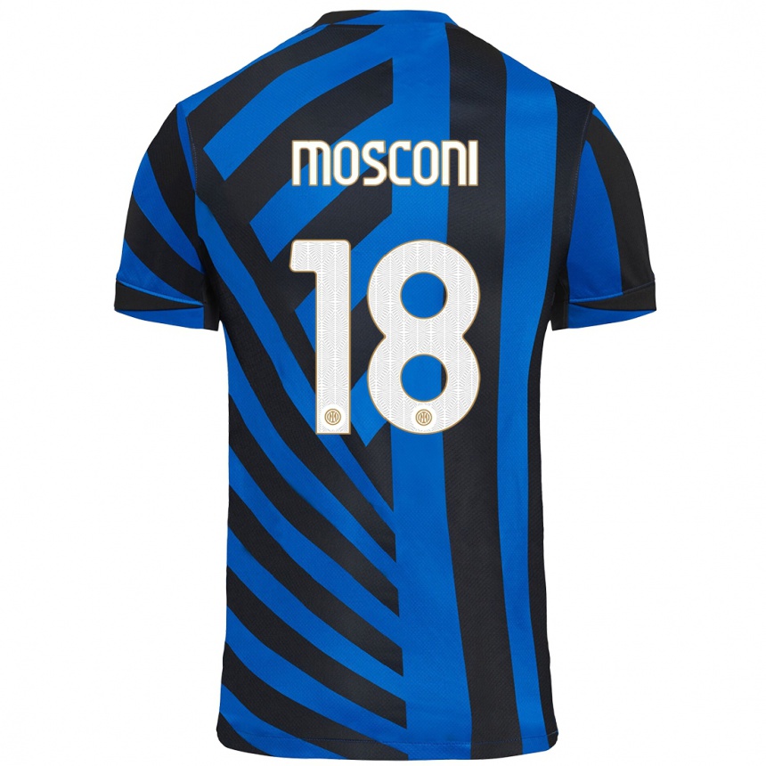 Enfant Football Maillot Mattia Mosconi #18 Bleu Noir Tenues Domicile 2024/25